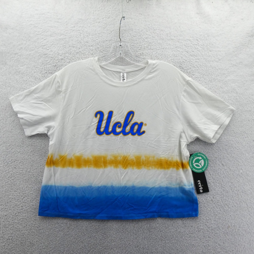 Certo UCLA Bruins Shirt Womens Medium UCLA Blue Gold Tie Dye Cropped Sustainably